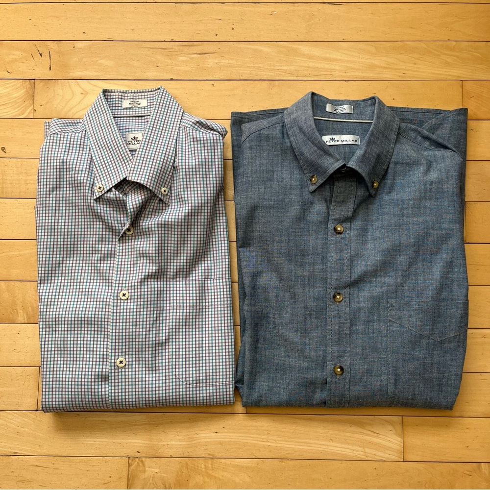 Peter Millar Lot of 2 Men’s Button Down Shirts Size Medium 100% Cotton